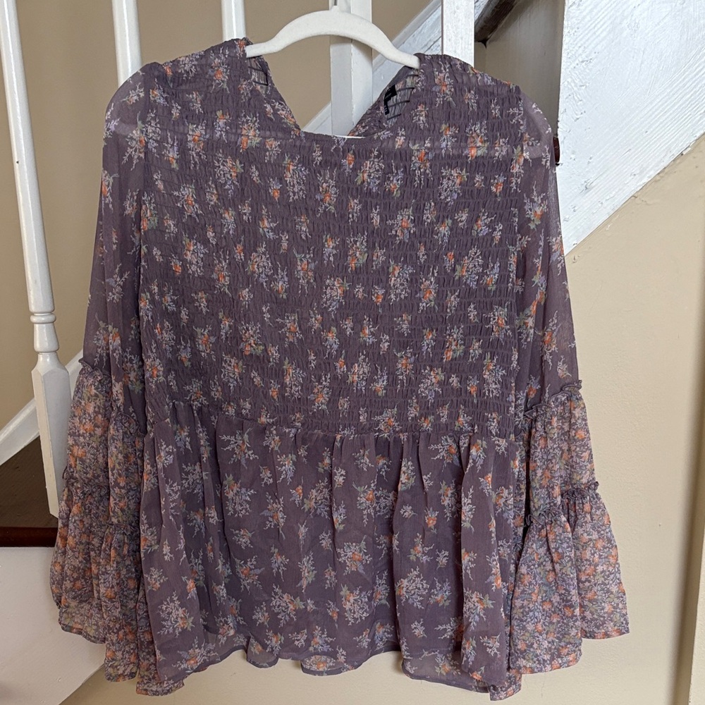 American Eagle Outfitters Floral Blouse in Lavender and Peach